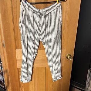 Linen Striped Black and White Pants